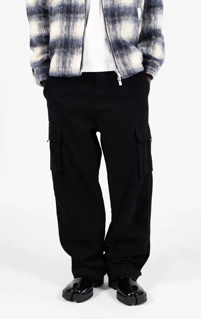 Hours Collection Mens Cargo Pants Size Large Black New 32x30 Y2K Wide Leg